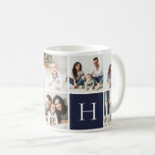 Personalisierte Monogramm-9-FotoCollage Kaffeetasse (VorderseiteRechts)