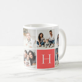 Personalisierte Monogramm-9-FotoCollage Kaffeetasse