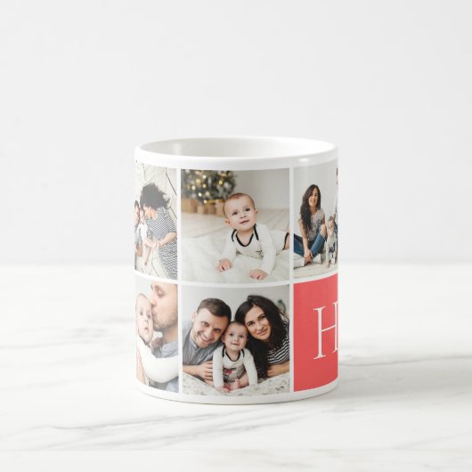 Personalisierte Monogramm-9-FotoCollage Kaffeetasse (Mittel)