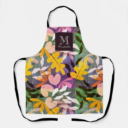 Personalisierte Monogramm Abstrakte florale Schürz Schürze (Vorderseite)