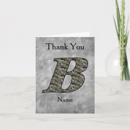 Personalisierte Monogramm-Anfangsbuchstabe B Horte Dankeskarte (Vorderseite)