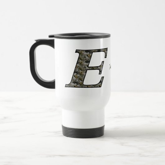 Personalisierte Monogramm Anfangsbuchstabe E Horte Reisebecher (Links)