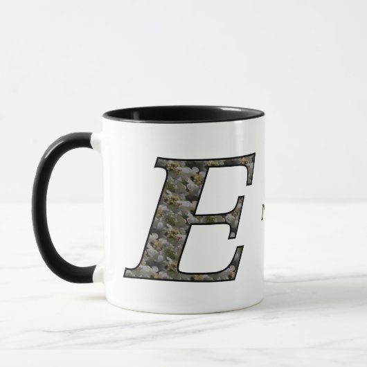 Personalisierte Monogramm-Anfangsbuchstabe E Horte Tasse (Links)