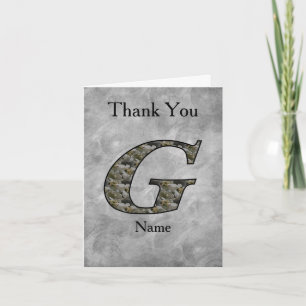 Personalisierte Monogramm Anfangsbuchstabe G Horte Dankeskarte