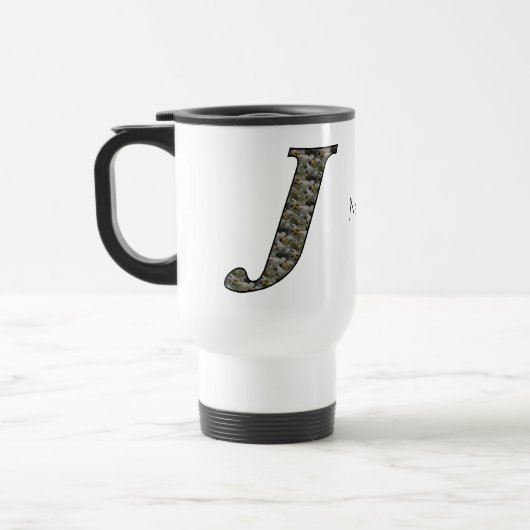Personalisierte Monogramm-Anfangsbuchstabe J Horte Reisebecher (Links)