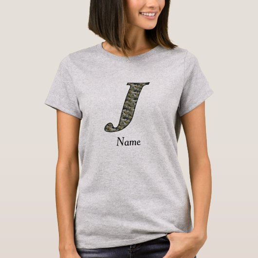 Personalisierte Monogramm-Anfangsbuchstabe J Horte T-Shirt (Vorderseite)