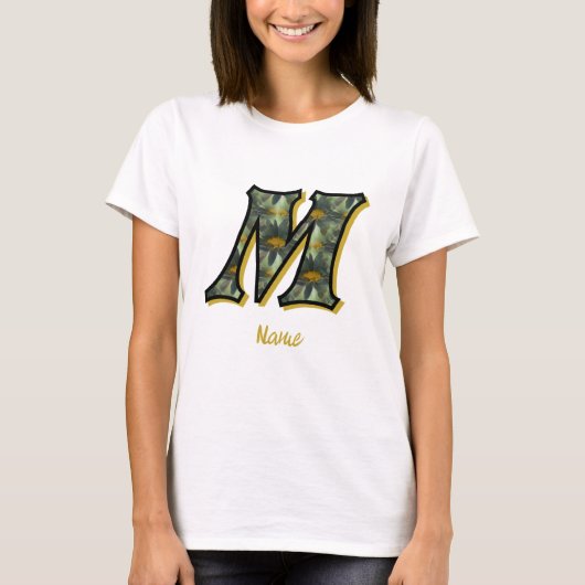 Personalisierte Monogramm-Anfangsbuchstabe M Gänse T-Shirt (Vorderseite)