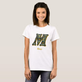 Personalisierte Monogramm-Anfangsbuchstabe M Gänse T-Shirt (Vorne ganz)