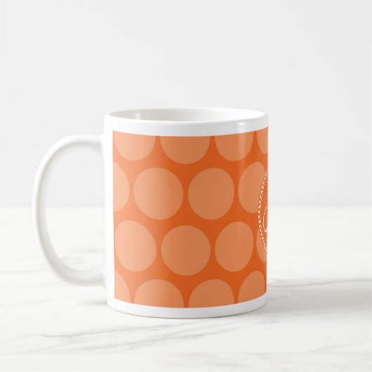 Personalisierte Monogramm-Anfangspunkte Orange Pol Kaffeetasse (Links)