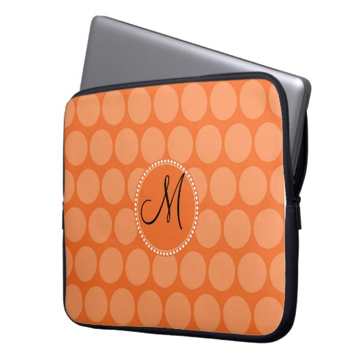 Personalisierte Monogramm-Anfangspunkte Orange Pol Laptopschutzhülle (Vorderseite Links)