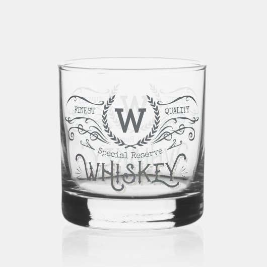 Personalisierte Monogramm-Anzeige mit Whiskey Whiskyglas (Vorderseite)