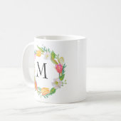 Personalisierte Monogramm, Aquarellfarben, rosa Tu Kaffeetasse (Vorderseite Links)