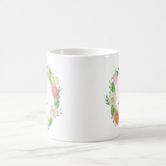 Personalisierte Monogramm, Aquarellfarben, rosa Tu Kaffeetasse (Mittel)