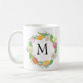 Personalisierte Monogramm, Aquarellfarben, rosa Tu Kaffeetasse (Links)