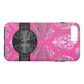 Personalisierte Monogramm aus rosa und silberfarbe Case-Mate iPhone Hülle (Rückseite (Horizontal))
