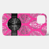 Personalisierte Monogramm aus rosa und silberfarbe Case-Mate iPhone Hülle (Rückseite (Horizontal))
