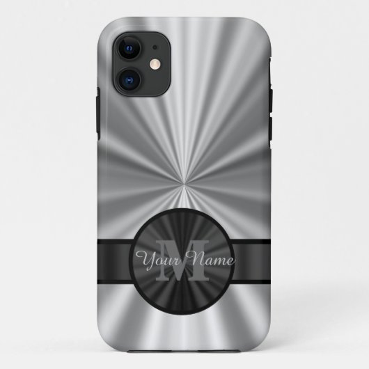 personalisierte Monogramm aus schlichtem Silber Case-Mate iPhone Hülle (Rückseite)