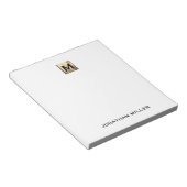 Personalisierte Monogramm aus Weiß und Gold Notizblock (angewinkelt)