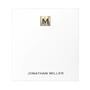Personalisierte Monogramm aus Weiß und Gold Notizblock