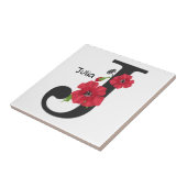 Personalisierte monogramm bearbeitbare J-Text-rote Fliese (Seite)