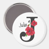 Personalisierte monogramm bearbeitbare J-Text rote Magnet (Vorderseite/Rückseite)