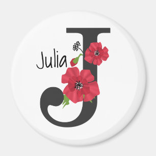 Personalisierte monogramm bearbeitbare J-Text rote Magnet