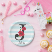 Personalisierte monogramm bearbeitbare J-Text rote Pappteller (Party)