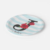 Personalisierte monogramm bearbeitbare J-Text rote Pappteller (Schrägansicht)