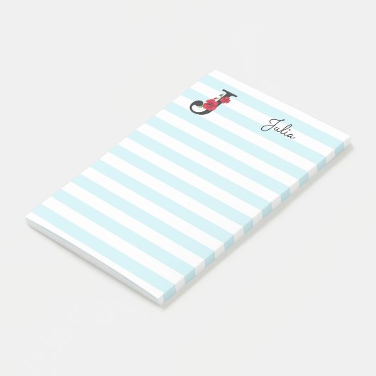 Personalisierte monogramm bearbeitbare J-Text-rote Post-it Klebezettel (angewinkelt)