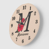 Personalisierte monogramm bearbeitbare M-Text-rote Große Wanduhr (Winkel)