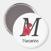 Personalisierte monogramm bearbeitbare M-Text rote Magnet (Vorderseite/Rückseite)