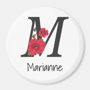 Personalisierte monogramm bearbeitbare M-Text rote Magnet