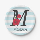 Personalisierte monogramm bearbeitbare M-Text rote Pappteller (Vorderseite)