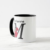 Personalisierte monogramm bearbeitbare M-Text rote Tasse (Vorderseite Links)