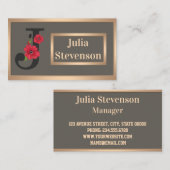 Personalisierte monogramm bearbeitbare Text rot Bl Visitenkarte (Vorne/Hinten)