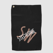Personalisierte Monogramm-Bezeichnung Schwarz-weiß Golfhandtuch (Vorderseite)