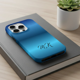 Personalisierte Monogramm Blau iPhone Hülle für ih