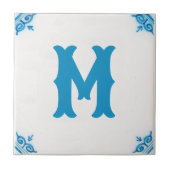 personalisierte Monogramm Blaue Delft Tile Fliese (Vorderseite)