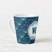 Personalisierte Monogramm blaue Rose Christlich Milchtasse (Linke Ecke)