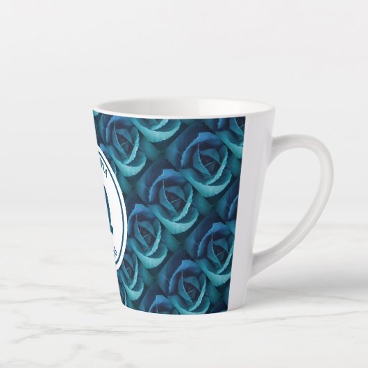 Personalisierte Monogramm blaue Rose Christlich Milchtasse (Rechts)