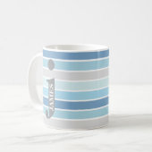 Personalisierte Monogramm "Blauschattierungen" ges Kaffeetasse (Vorderseite Links)