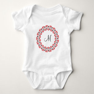 Personalisierte Monogramm-Blume Roter Ring Baby Strampler