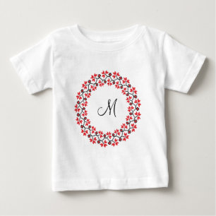 Personalisierte Monogramm-Blume Roter Ring Baby T-shirt