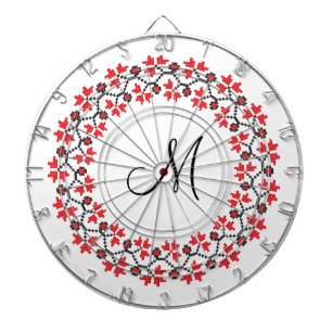 Personalisierte Monogramm-Blume Roter Ring Dartscheibe