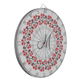 Personalisierte Monogramm-Blume Roter Ring Dartscheibe (Vorderseite Links)