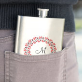 Personalisierte Monogramm-Blume Roter Ring Flachmann (Beispiel)