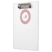 Personalisierte Monogramm-Blume Roter Ring Klemmbrett (Links)