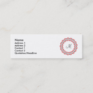Personalisierte Monogramm-Blume Roter Ring Mini Visitenkarte