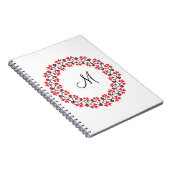 Personalisierte Monogramm-Blume Roter Ring Notizblock (Rechte Seite)