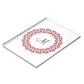 Personalisierte Monogramm-Blume Roter Ring Notizblock (Linke Seite)